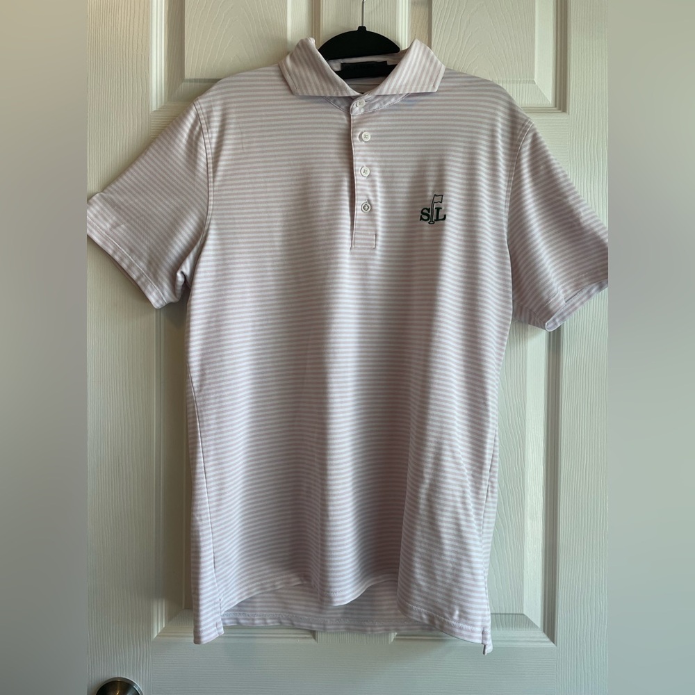 G/Fore Men’s Polo Shirt white & pink stripes Size M
